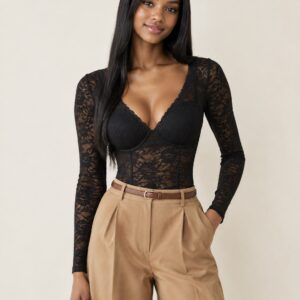 Lace V-Neck Longsleeve Body Slip