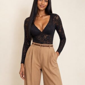 Lace V-Neck Longsleeve Body Slip