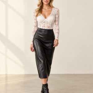 Lace V-Neck Longsleeve Body String