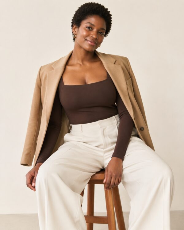 Square Neck Langarm Body Slip