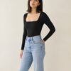 Square Neck Langarm Body String
