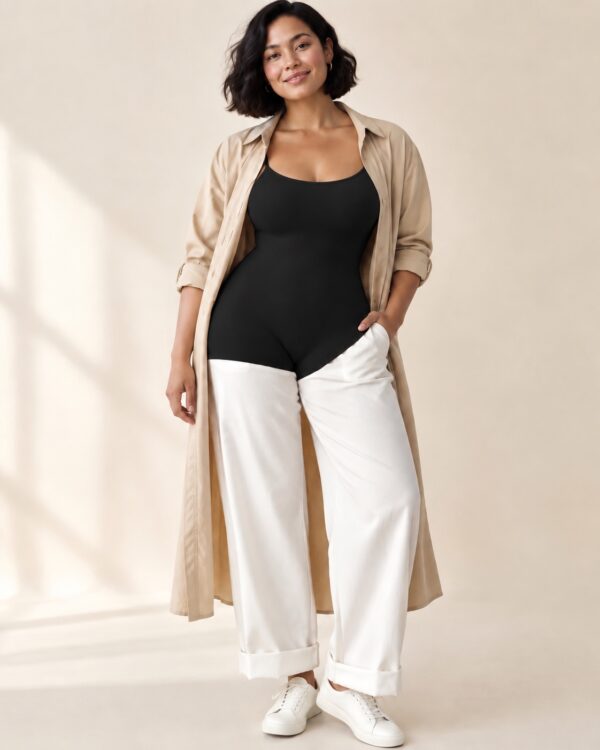 Sculpt Body mit kurzem Bein in Schwarz
