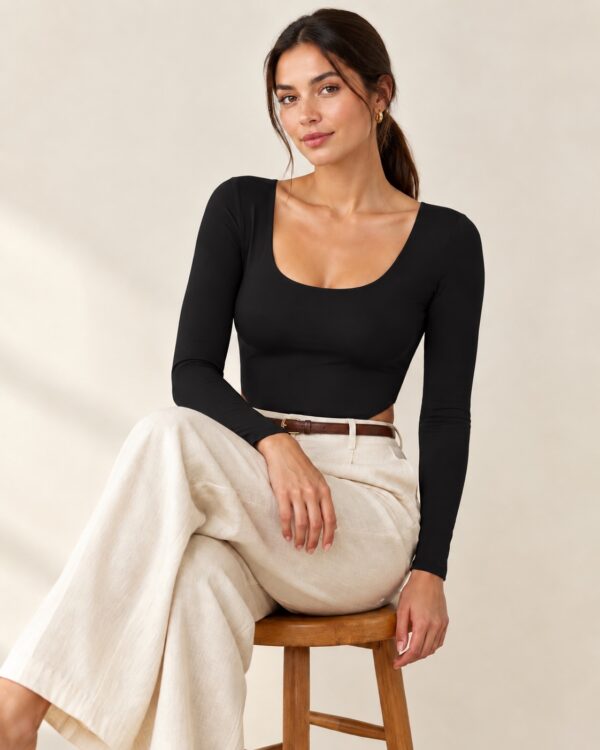 Comfort Longsleeve Body Slip in Schwarz