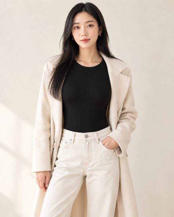 Crewneck Longsleeve Body String in Schwarz