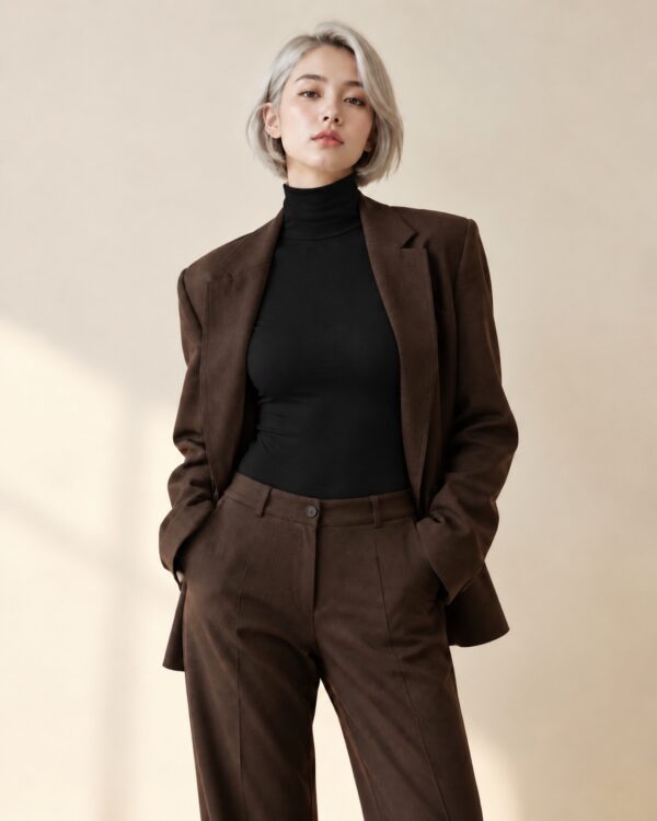Turtleneck Longsleeve Body Slip in Schwarz